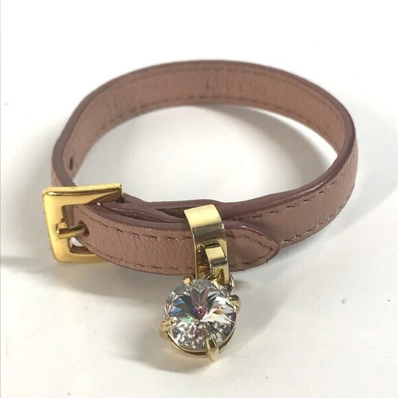 MIUMIU Rhinestone Accessories bangle Bracelet Leather pink - Picture 1 of 10